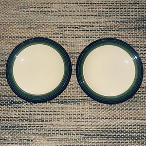 Pfaltzgraff Set of 2 Ocean Breeze Salad Plates Cream Green Blue 8 Inch Ceramic